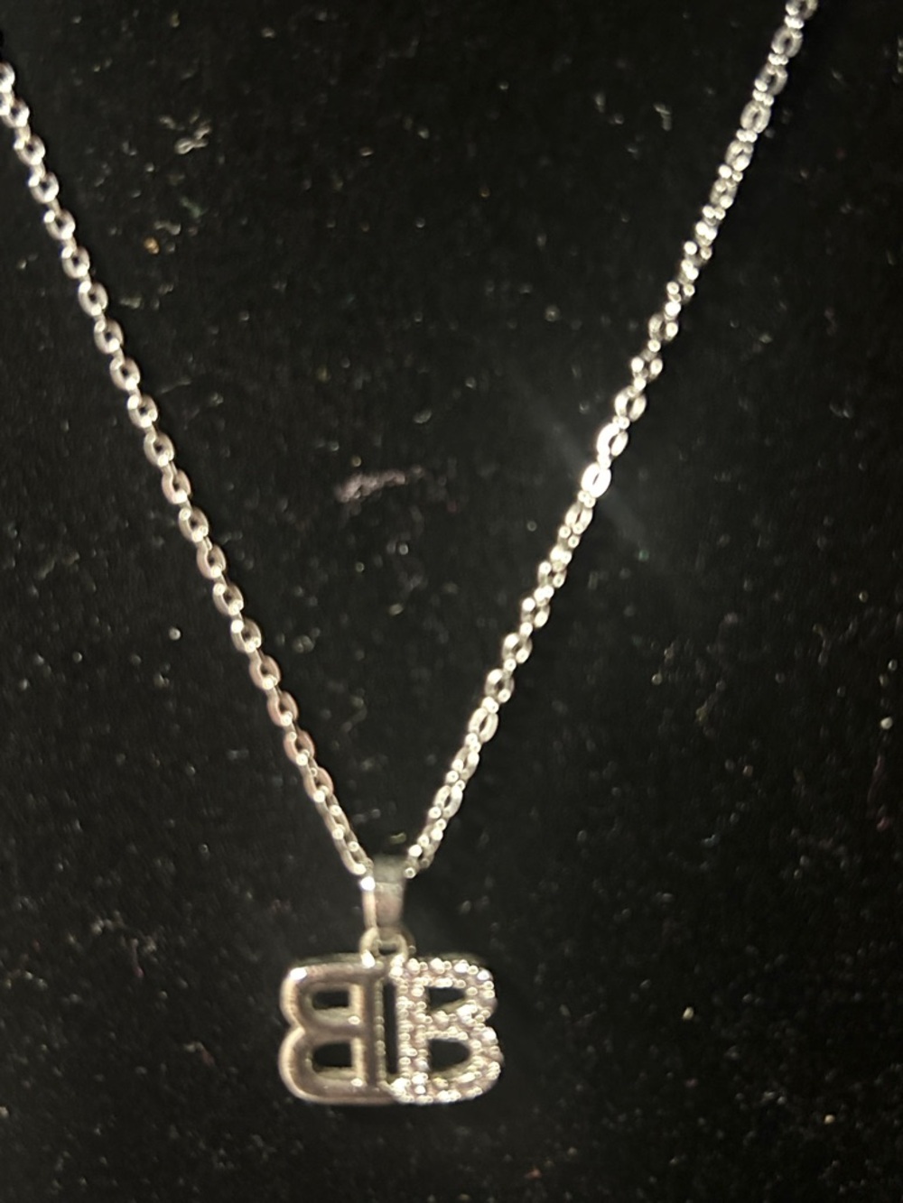 Silver Double-B Pendant Necklace - Elegant Women’s Jewelry - Picture 4 of 5